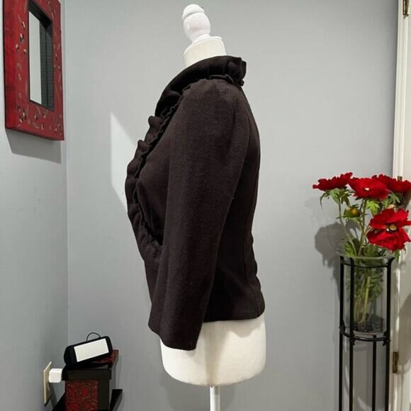 NEW ANTHRO x Elevenses Wool Tailored Ruffle Standing Double Collar Jacket 0 NWOT - Picture 5 of 16